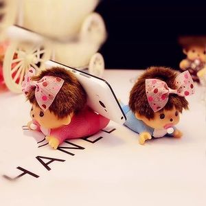 Monchichi plastic phone holder new available blue